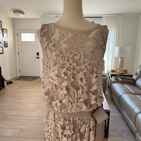 Tadashi Shoji Blouson Sand Beige Floral Lace
Overlay Cocktail Dress Size 8 - Picture 13 of 17